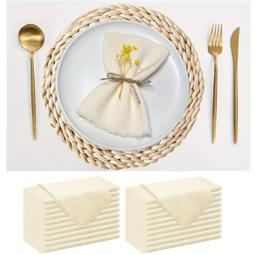 Dinner Napkins ~Set of 10~ Soft Neutral Tone Gauze Feel Napkins | 2 Colors